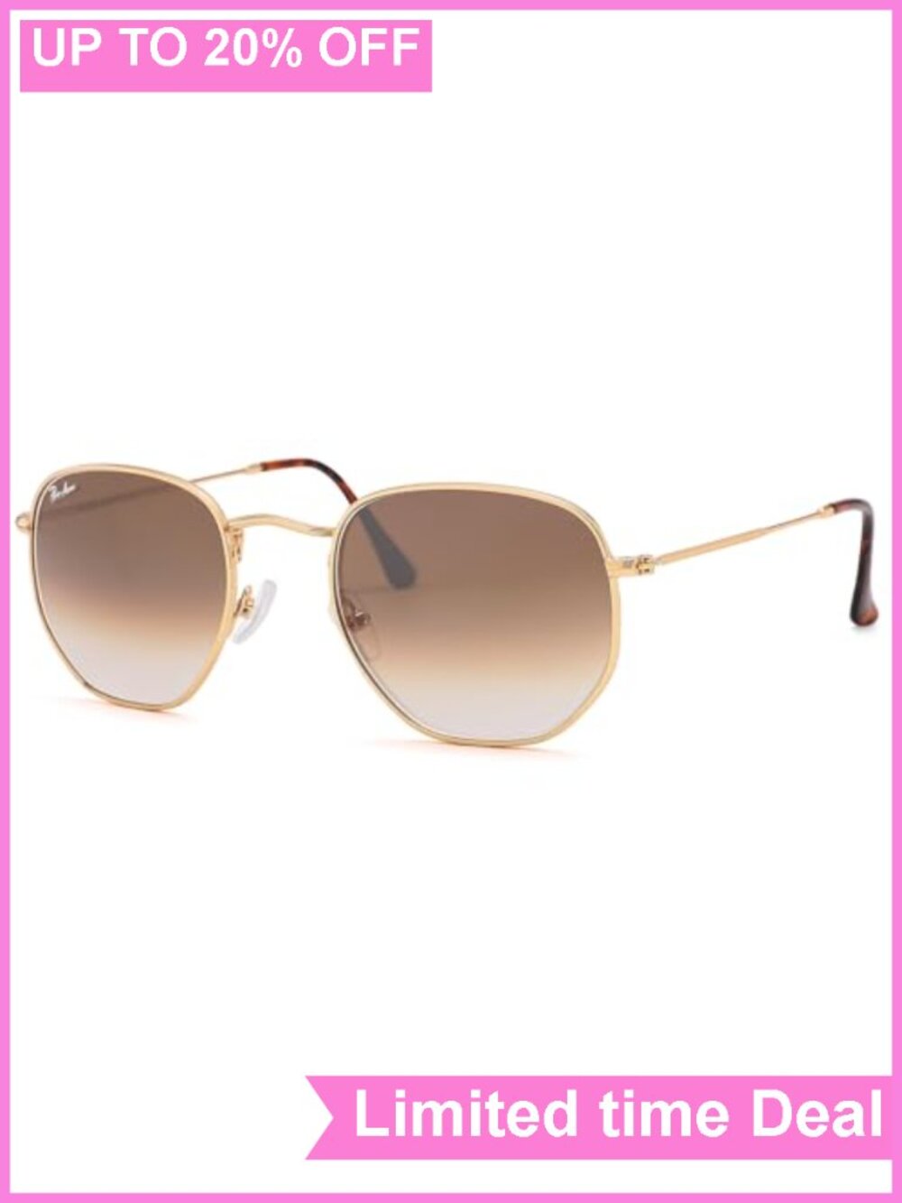 Hexagonal Metal Sunglasses with Real Glass UV400 Lenses